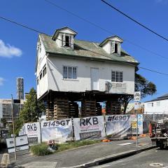 Image of house raised for renovations