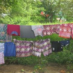 clothes hanging on a clothes line